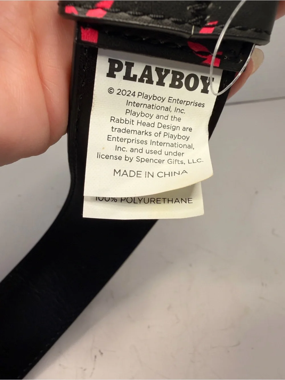 New Playboy Black and Pink Rhinestone Bunny Buckle Belt 37 inches